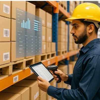 Worker managing stock