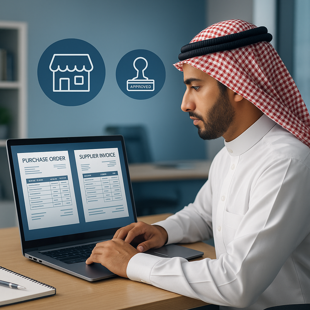 Businessman Reviewing Documents in Modern Office